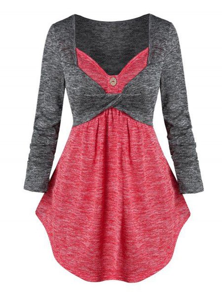 

V Neck Elegant Ruched Top, Red, Tops