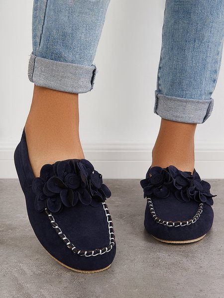

Casual Applique Slip on Moccasins Loafers, Black, Flats