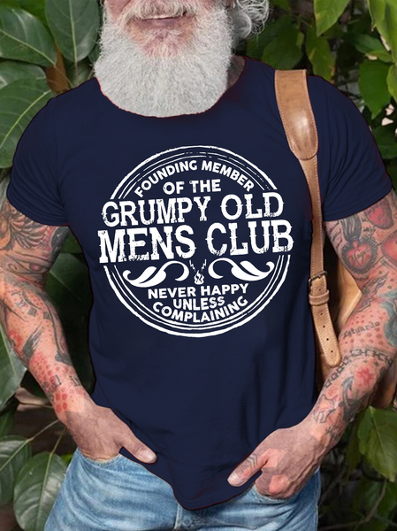 

Men's Founding Member Of The Grumpy Old Mens Club Never Happy Unless Complaining Funny Graphic Printing Text Letters Casual Cotton T-Shirt, Purplish blue, T-shirts