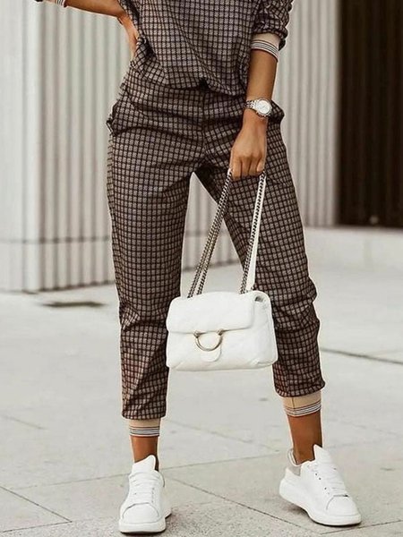 

Casual Regular Fit Casual Mid Waist Pants, As picture, Pants