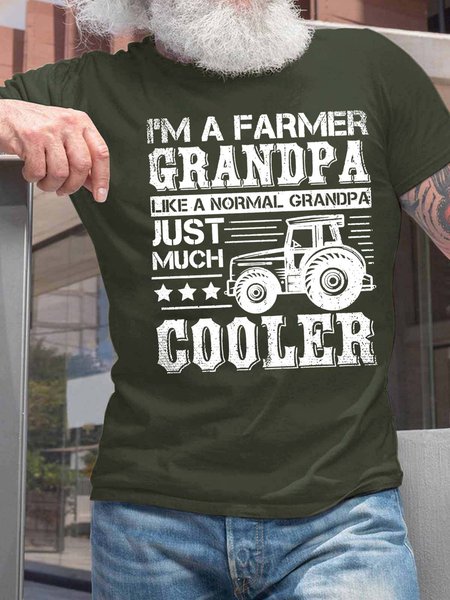 

Men’s I’m A Farmer Grandpa Like A Normal Grandpa Just Much Cooler Text Letters Fit Cotton Casual T-Shirt, Army green, T-shirts
