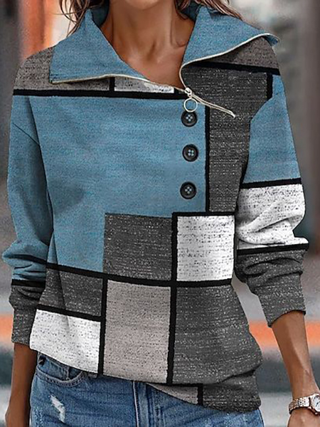 

Casual Asymmetrical Geometric Loose Sweatshirt, Multicolor, Sweatshirts & Hoodies