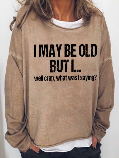 

Text Letters Loose Simple Sweatshirt, Khaki, Hoodies&Sweatshirts