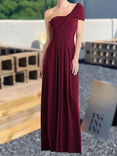 

Plain Elegant Spring Long Wedding Dress, Crimson, Maxi Dresses