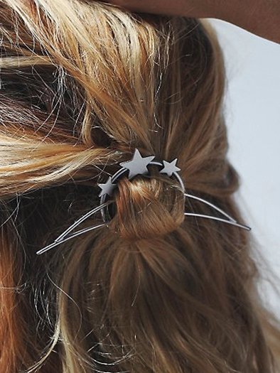 

Vintage Star Pattern Line Shape Hair Clip Headwear Boho Ethnic Jewelry, Silver, Women Hair Accessories