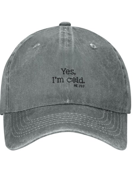 

Yes I'm Cold Funny Text Letters Adjustable Hat, Gray, Hats
