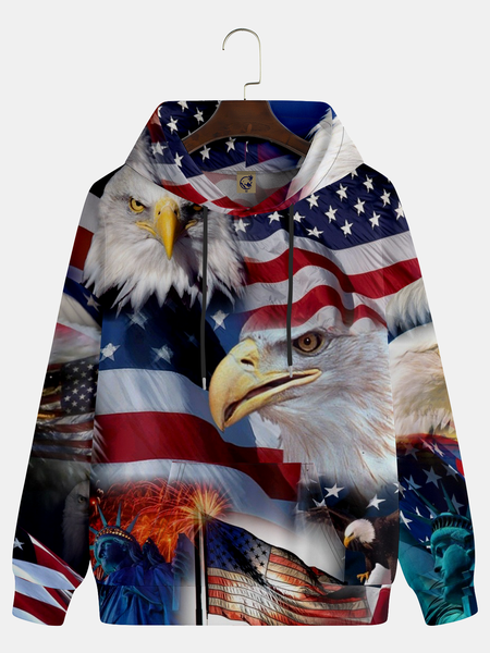 

American Flag Hoodie Sweatshirt, Blue, Hoodies&Sweatshirts