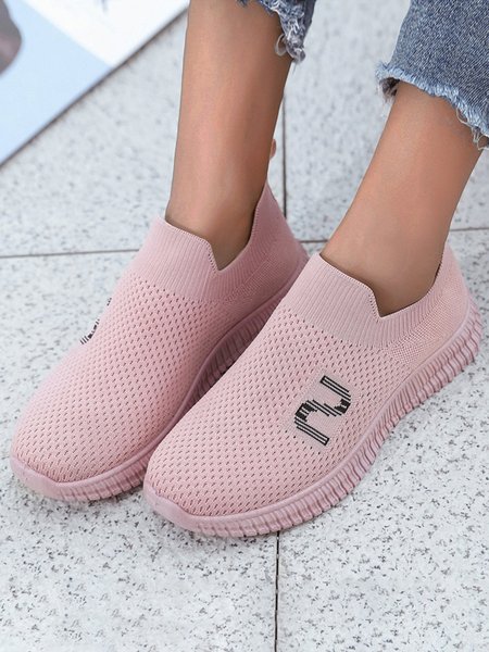 

Comfortable Soft Sole Breathable Flyknit Sneakers, Pink, Sneakers