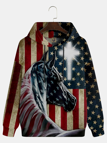 

American Flag Hoodie Sweatshirt, Blue, Hoodies&Sweatshirts