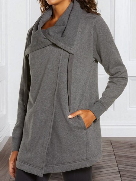 

Loose Cross Neck Casual Plain Jacket, Gray, Jackets