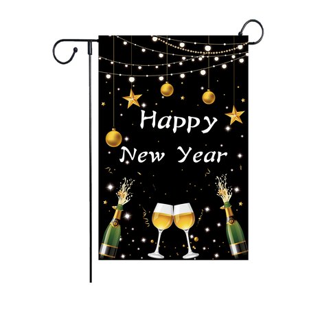 

12 x 18 Double Sided Happy New Year Welcome Garden Flag Burlap Yard Flag Printed Holiday Outdoor Decor Flag, Color10, Garden Flags
