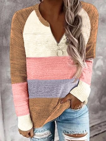 

Long Sleeve Shift Casual Sweater, Apricot, Sweaters