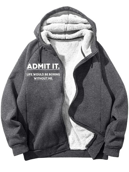 

Men’s Admit It Life Would Be Boring Without Me Loose Text Letters Hoodie Casual Sweatshirt, Gray, Hoodies&Sweatshirts