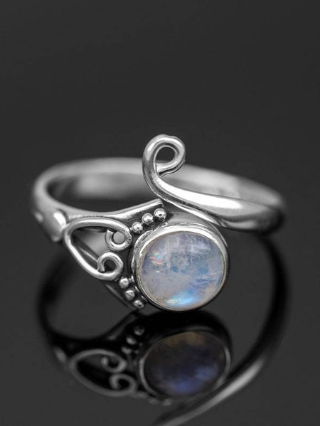 

Vintage Natural Opal Moonstone Ring Boho Ethnic Jewelry, Silver, Rings