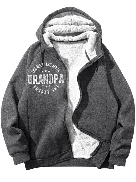 

Men's Grandpa The Man The Myth The Legend Funny Graphic Printing Hoodie Zip Up Sweatshirt Warm Jacket With Fifties Fleece, Deep gray, Hoodies&Sweatshirts