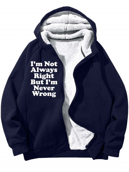 

Men’s I’m Not Always Right But I’m Never Wrong Loose Hoodie Casual Text Letters Sweatshirt, Deep blue, Hoodies&Sweatshirts