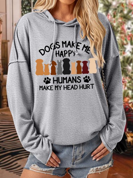 

Dogs Make Me Happy Humans Make My Head Hurt Womens Hoodie, Gray, Hoodies&Sweatshirts