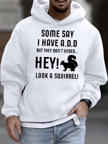 

Men's Look A Squirrel Funny Graphic Printing Casual Hoodie Cat Sweatshirt, White, Hoodies&Sweatshirts