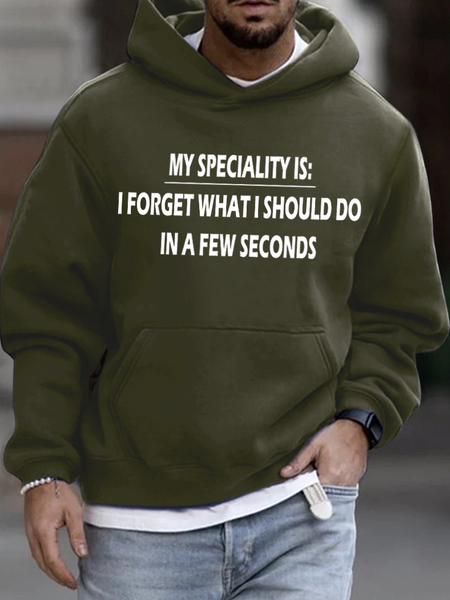 

Lilicloth X Hynek Rajtr My Specialty Is I Forget What I Should Do In A Few Second Mens Hoodie, Army green, Hoodies&Sweatshirts