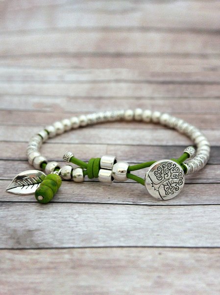 

Boho Silver Beaded Tree Of Life Bracelet Beach Vacation Jewelry, Bracelets