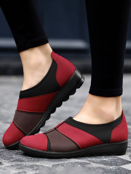 

Breathable Color Contrast Stitching Walking Shoes, Red, Sneakers