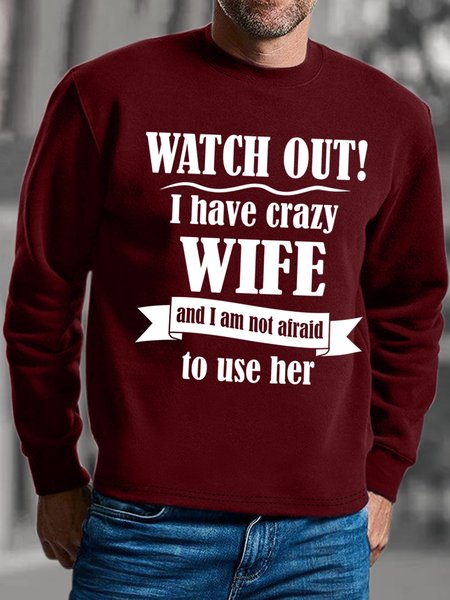 

Lilicloth X Hynek Rajtr Watch Out I Have Crazy Wife And I Am Not Afraid To Use Her Mens Sweatshirt, Red, Hoodies&Sweatshirts
