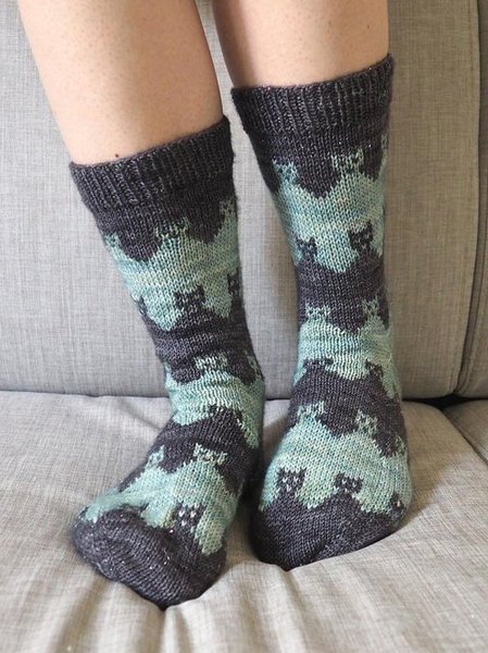 

Casual Vintage Two-Tone Cat Pattern Wool Knit Socks Floor Socks, Multicolor, Socks