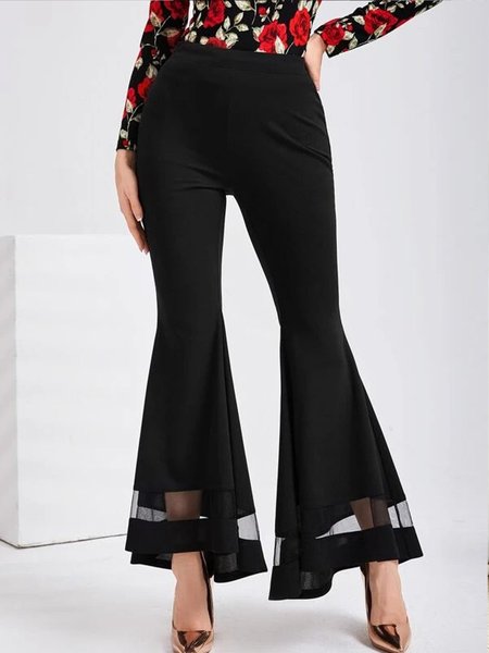 

Regular Fit Casual Cotton-Blend Plain Fashion Pants, Black, Pants