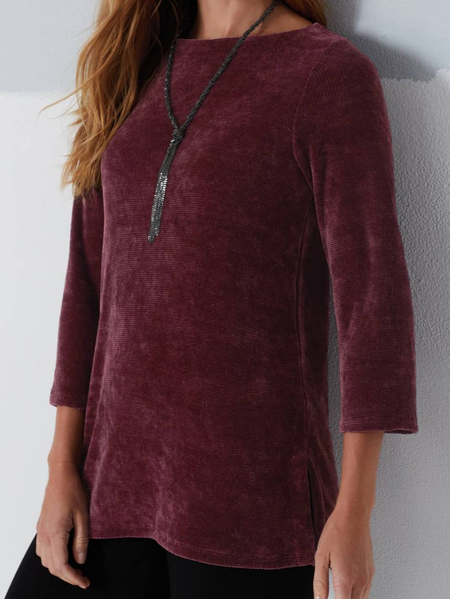 

Crew Neck Velvet Top, Deep red, Tunics