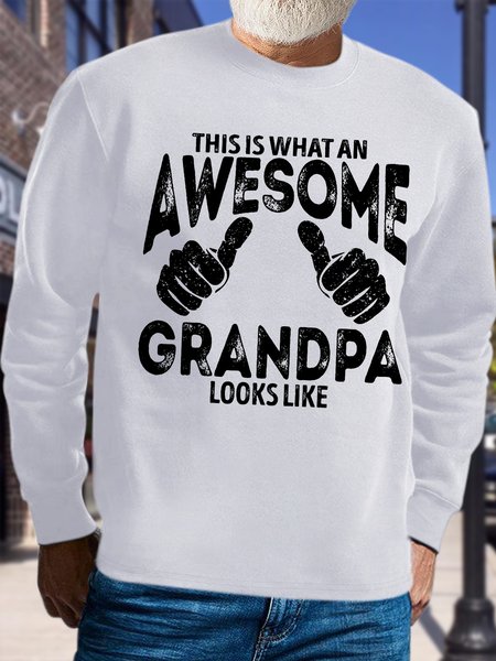 

Men's This Is What An Awesome Grandpa Looks Like Funny Graphic Printing Cotton-Blend Text Letters Casual Sweatshirt, White, Hoodies&Sweatshirts