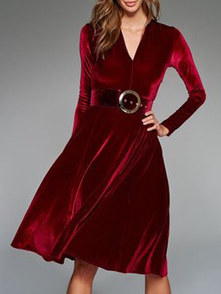 

Velvet Elegant Dress, Red, Dresses