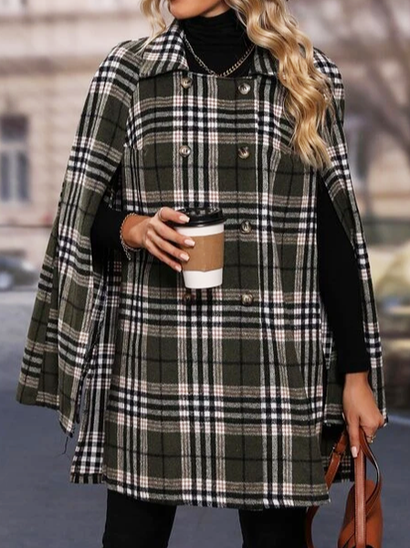 

Woolen Casual Geometric Other Coat, Multicolor, Clothing