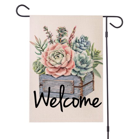 

12 x 18 Double Sided Printed Burlap Succulents Art Welcome Garden Flag Yard Flag Holiday Outdoor Decor Flag, Color6, Garden Flags