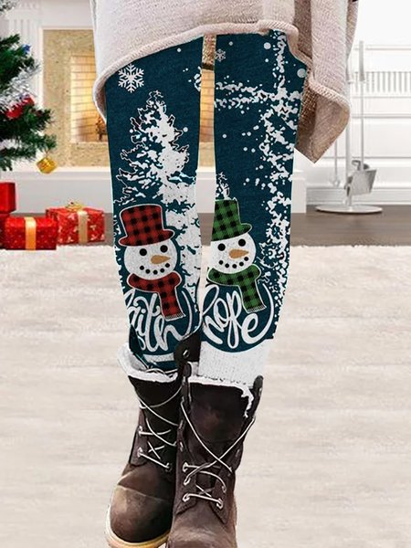 

Tight Christmas Snowman Leggings, Blue, Leggings