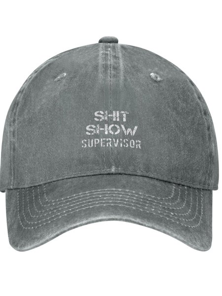 

Shit Show Supervisor Funny Text Letters Adjustable Hat, Gray, Men's Hats