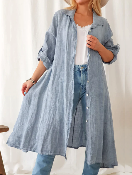 

Cotton Casual Shirt Collar Other Coat, Blue, Coats