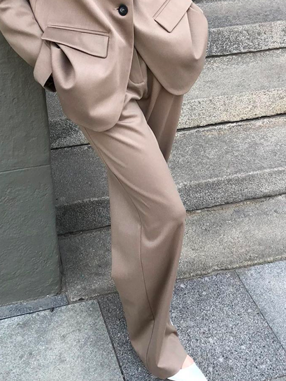 

Loose Plain Casual Casual Pants, Brown, Pants