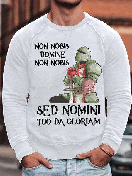 

Men's Non Nob Domine Non Nobis Sed Nomini Tuo Da Gloriam Graphic Printing Cotton-Blend Casual Loose Crew Neck Sweatshirt, White, Hoodies&Sweatshirts