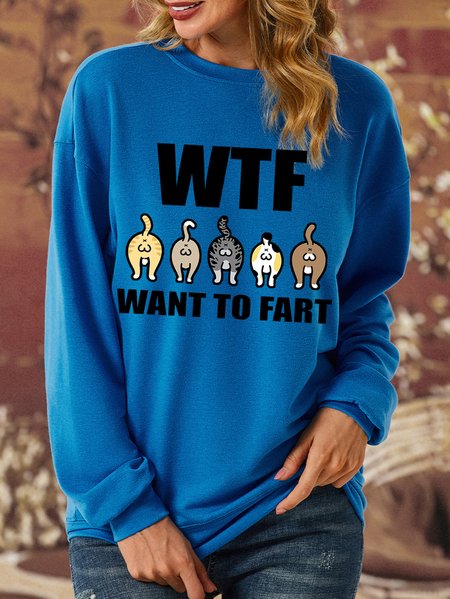 

Lilicloth X Kelly Wtf Cat What The Fart Womens Sweatshirt, Blue, Hoodies&Sweatshirts