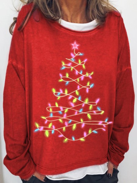 

Women's Christmas Light Tree Casual Sweatshirt, Red, Hoodies&Sweatshirts