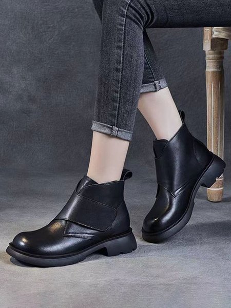 

Vintage Hook-and-loop Fastener Combat Boots, Black, Boots