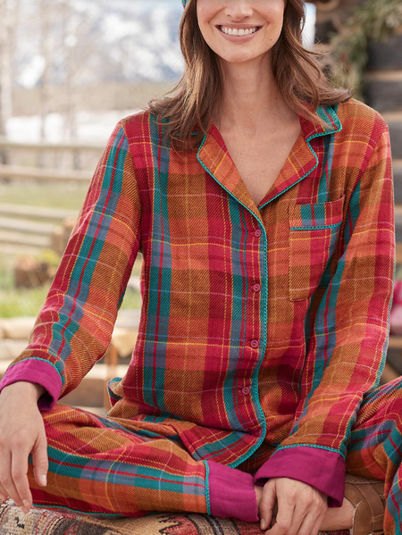 

Boho Loose Color Block Shirt Collar Two-Piece Set, Multicolor, Suit Set