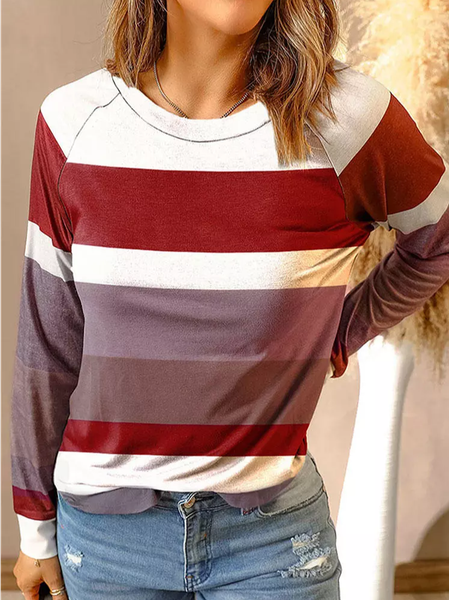 

Casual Color Block Raglan Sleeve Casual Tee, Multicolor, T-Shirts