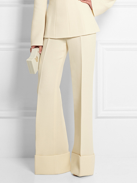 

Regular Fit Plain Elegant Fashion Long Wide leg Pants, Apricot, Pants