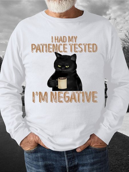 

Men's I Had My Patience Tested I Am Negative Funny Graphic Printing Loose Cotton-Blend Casual Text Letters Sweatshirt, White, Hoodies&Sweatshirts