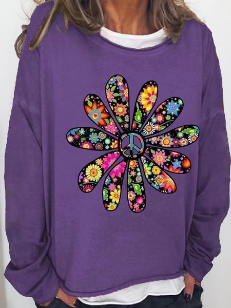 

Women's Casual Print Sweatshirt, Purple, Hoodies&Sweatshirts