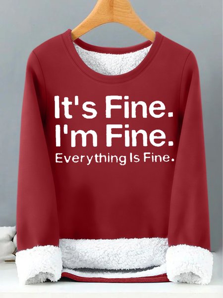 

Women's It's Fine Casual Crew Neck Sweatshirt, Red, Hoodies&Sweatshirts
