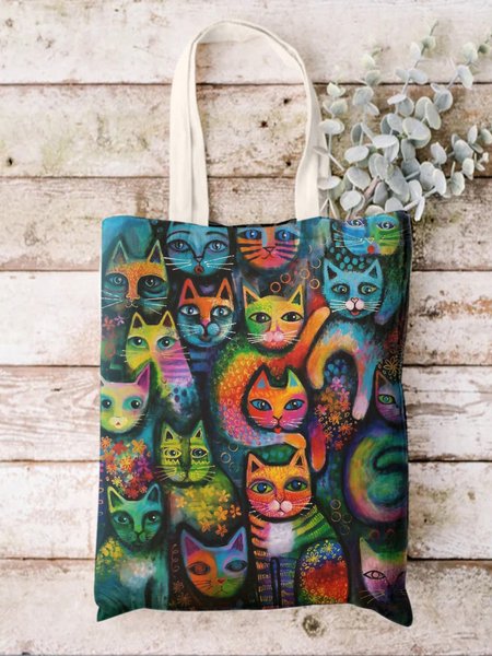 

Colorful Kittens Casual Shopping Tote Bag, As picture, Bags