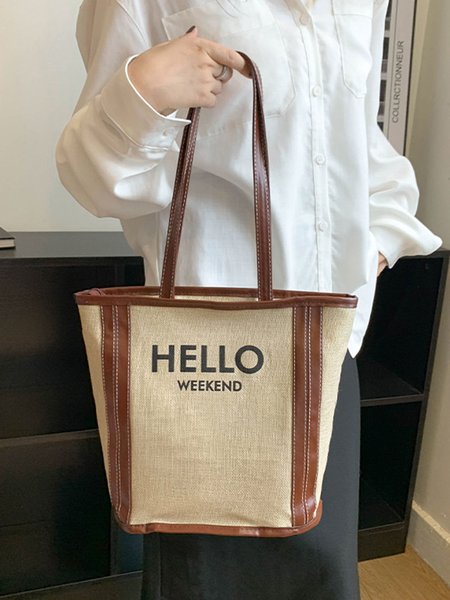 

Hello Weekend Casual Commuting Large Capacity Tote Bag, Brown, Women's Bags