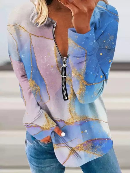 

Loose V Neck Ombre Sweatshirt, Multicolor, Sweatshirts & Hoodies